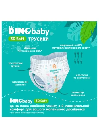 Підгузки 3D Soft 5 розмір (12-17 кг) 30 шт (4820204701741) DinoBaby 3D Soft 5 розмір (12-17 кг) 30 шт (401756203)