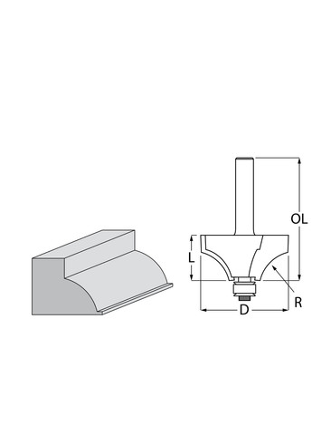 Фігурна фреза D-48561 (50.8х25.4х74.5 мм) з підшипником (7822) Makita (295036785)