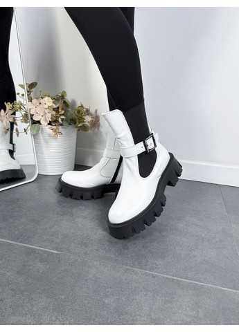 Осенние высокие демисезонные ботинки-челси белого цвета с боковой молнией на высокой подошве (отшив 3 дня) челси Paradize