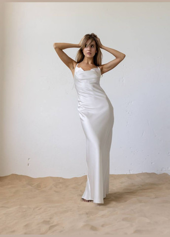 Белое праздничный, коктейльное, вечернее платье комбинация с завязками на спине платье-комбинация Україна