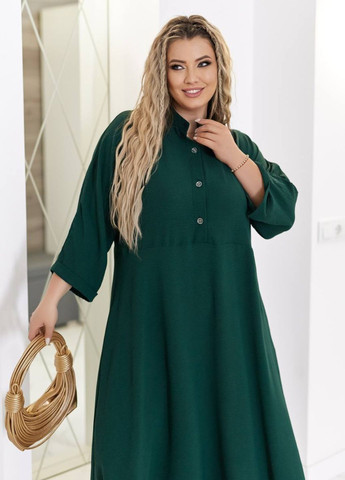 Изумрудное повседневный макси платье-рубашка рубашка Україна однотонное