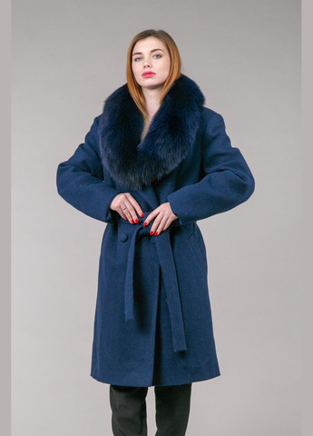 Темно-синее зимнее Пальто из ангоры двубортное Chicly Furs