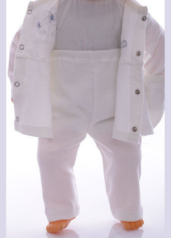 Білий демісезонний комплект кофта, сорочечка та пов'язка для дівчинки качечка білий 56 см (36996) BABYKROHA