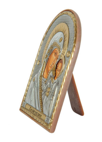 Серебряная Икона Казанская Божья Матерь 8,5х10,5см арочной формы в пластиковом киоте 15,5х12 Silver Axion (266266120)