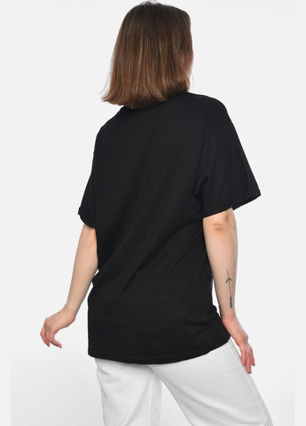 Черная летняя футболка женская полубатальная черного цвета Let's Shop