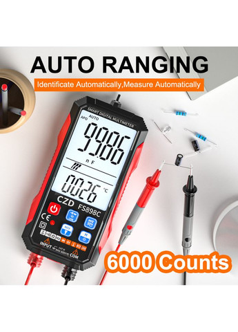 Тестер цифровой FS898C 6000бит автоматический мультиметр АКБ RMS (364503464)