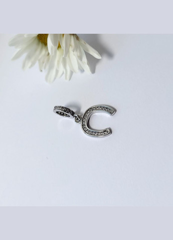 Серебряный шарм подвеска Подкова в белых камнях серебро 925 проба Родированное 615п 1.05г No Brand (306743167)