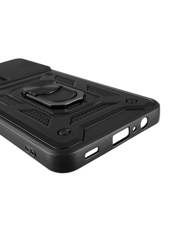 Чехол для Galaxy A12 (SM-A127F) бронированный с кольцом со шторкой на камеру на самсунг а12 чёрный rg1 Samsung (366018777)