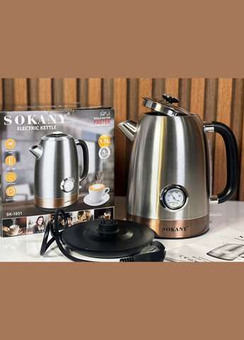 Электрочайник SK-1031 бесшумный чайник из нержавеющей стали с термометром 1,7 л 2200 Вт Sokany (296925813)