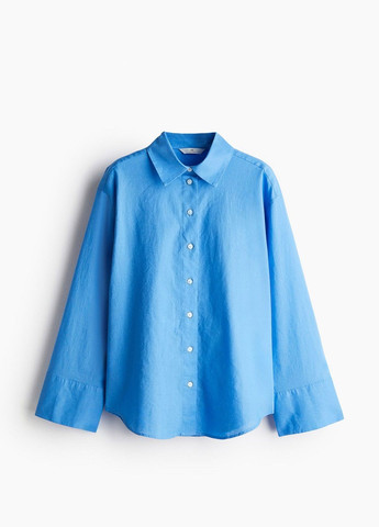 Синяя классическая рубашка однотонная H&M