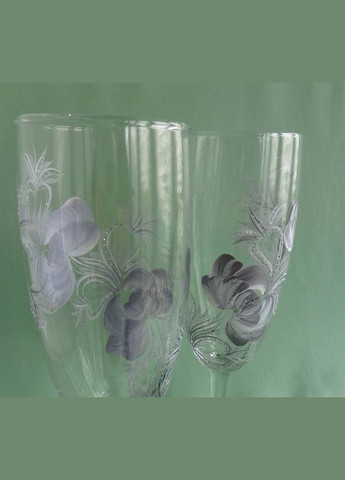 Свадебные Бокалы с оригинальной ручной росписью "Серебряный пион" No Brand (349842706)