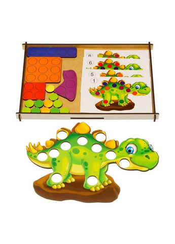 Деревянная мозаика "Динозаврик" (ПСД193) PSD193, 8 карт с заданиями Ubumblebees (341736901)