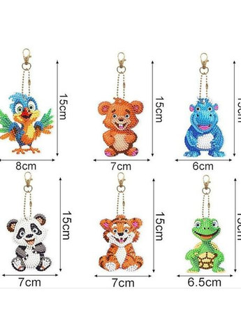 Набір брелків для алмазної мозаїки Тваринки 6шт ColorArt (300579297)