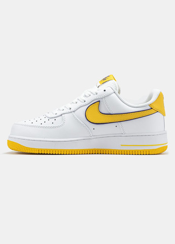 Білі Осінні кросівки чоловічі nike air force 1 kobe bryant white yellow | найк аір форс 1 білі No Brand