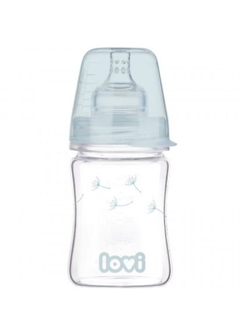 Пляшечка для годування Lovi diamond glass botanic скляна 150 мл світло-синя (268142424)