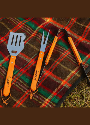 Набор для гриля и барбекю 3 предмета (лопатка, щипцы, вилка) KM-072 Скаут (337170870)