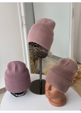 Женская вязаная шапка базовая / Женская трикотажная шапка с отворотом / Теплая зимняя шапка женская No Brand (367837407)