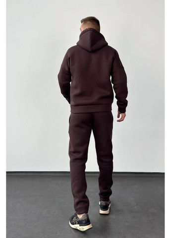 Коричневый демисезонный спортивный костюм тринитка на флисе (кофта, брюки), цвет коричневый Nenka