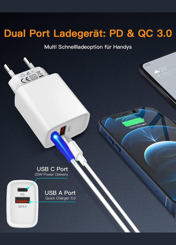 Зарядний пристрій A01 20 W USB C 2-портовий USB Fast Charger PD 3.0 AFK (296790752)