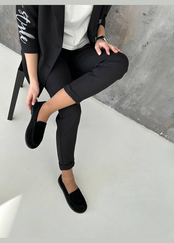 Черные женские анатомические слипоны/лоферы из замши. No Brand однотонные