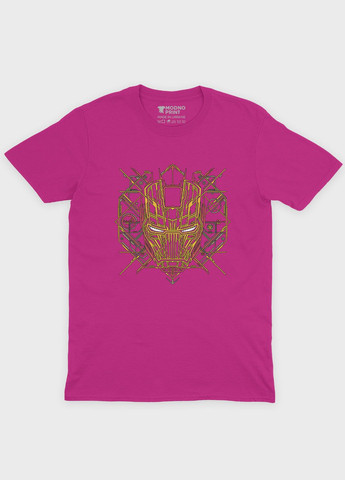 Розовая демисезонная футболка для мальчика с принтом супергероя - железный человек (ts001-1-fuxj-006-016-024-b) Modno