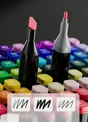 Скетч маркери для художників 100 шт, двосторонні, кейс у комплекті No Brand (352192388)