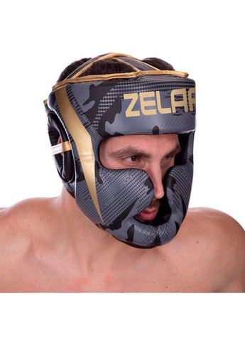 Шлем боксерский с полной защитой BO-2529 Черно-золотой (37508113) Zelart (293254154)