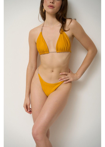 Золотой купальник женский раздельный на завязках со стразами shine золотой раздельный Handy Wear