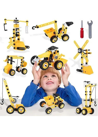 Дитячий конструктор інженерна машинка "Зроби сам" 112 предметів Пластиковий бокс More YK667 (314803364)