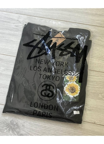 Біла футболка чорна, біла з красивим переднім принтом в стилі stussy No Brand