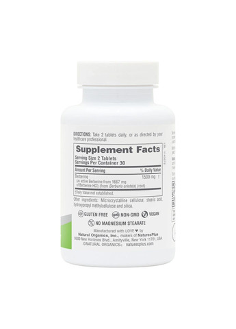Таблетки Berberine 1500 mg - 60 tabs Nature's Plus (371780880)