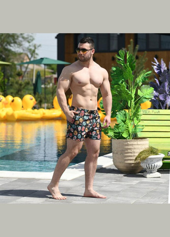 Чоловічі літні пляжні шорти чорні з принтом Freedom (346474997)