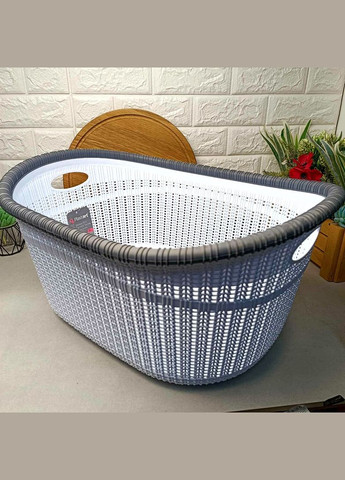 Большая плетеная корзина для белья 35л белая LA 530 Irak Plastik (303138391)