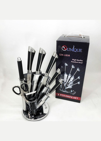 Набор Кухонных ножей с ножницами и подставкой UN-1838, Поварской нож нержавеющая сталь Unique (364664046)