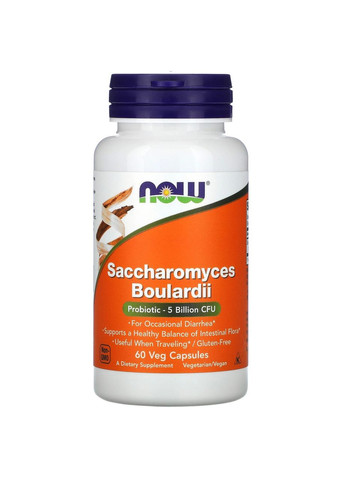 Сахаромицеты Буларди 5 млрд КОЕ Saccharomyces Boulardi 60 вегетарианских капсул Now Foods (267724494)