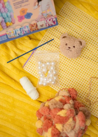 Набор для творчества для девочки от 6 лет Pom Pom Bag «Фиолетовый медвежонок» квадратный Brushme (388961969)