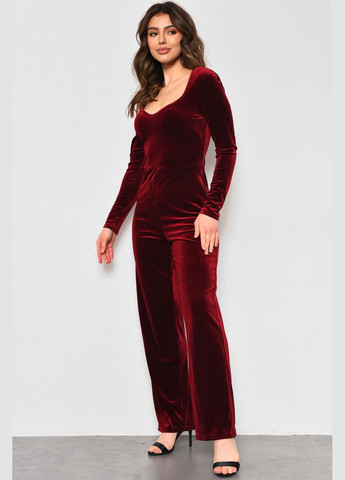 Комбинезон женский бордового цвета Let's Shop комбинезон-брюки однотонный бордовый вечерний велюр