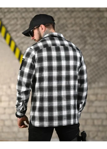 Тактична фланелева сорочка 7.62 FIX сіра клітинка Velcro з кишенями ВТ4629 No Brand (392962724)