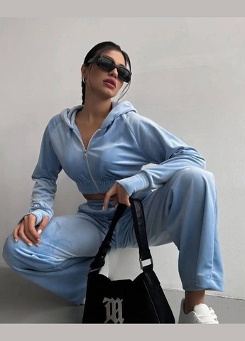 Женский велюровый костюм укороченная кофта и широкие брюки MonCher (333655230)