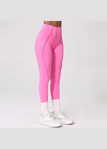 Розовые демисезонные леггинсы «со швами наружу» без пуш-ап эффекта, розового цвета, размер l Trends