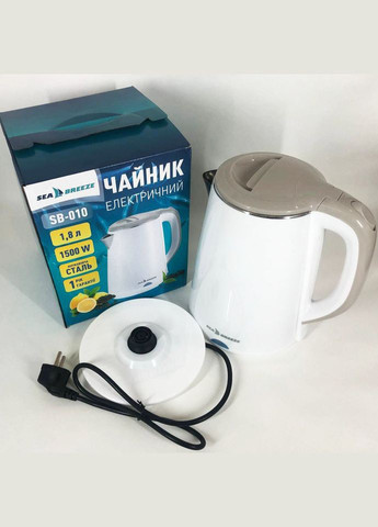 Електрочайник SeaBreeze SB-010 / 1,8 Л / Металевий, чайник дисковий, електронний чайник Sea Breeze (365670319)