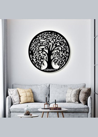 Панно 3D декоративне з об'ємом 15 мм для стін, Дерево кругле 50 х 50 см чорне Декоинт (276708687)