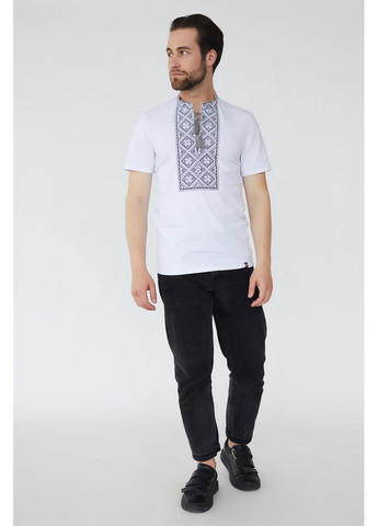 Біла чоловіча футболка-вишиванка з орнаментом (fm2827) Folk Moda (365859981)