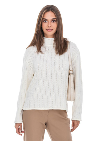 Молочный женский джемпер с воротником «стойка» SVTR