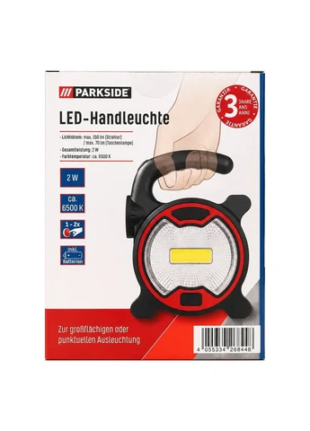 Светодиодный фонарик на батарейках 150/70 лм 6500К 9,9×3,7×13,2 см черный Parkside (400920007)
