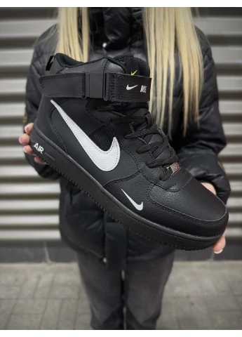 ЗИМОВІ Кросівки Nike Air Force з хутром чорні Vakko комбіновані зими (377975410)
