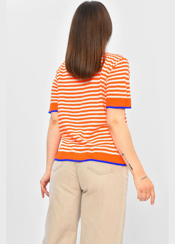 Жіноча футболка трикотажна помаранчевого кольору в смужку Let's Shop - (331600785)