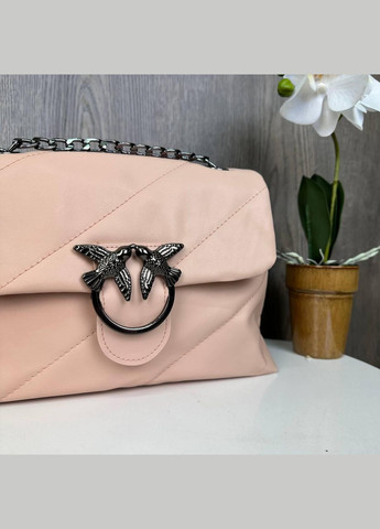 Качественная женская минисумочка клатч на плечо в стиле Пинко стеганая, маленькая сумка Pinko птички Пудровый No Brand (334730207)