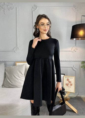 Черное женское платье свободного кроя цвет черный р.42/44 449309 New Trend