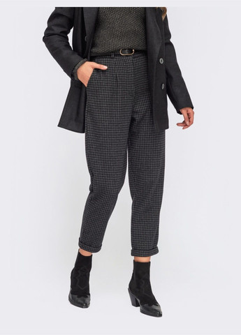 завужені укорочені штани в клітинку чорні Dressa (278762333)